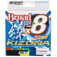 Леска плетеная Owner Kizuna X8 Broad PE Multi color 10м 150м 0,29мм 22,3кг